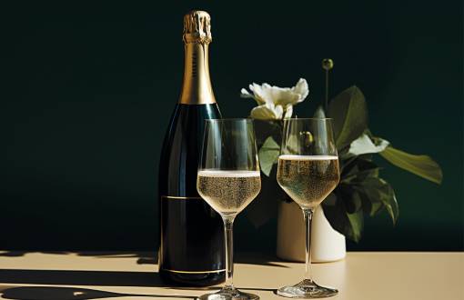 Stilvolle Sektgläser mit prickelndem Sekt bereit für das Sekt- und Champagnertasting im Rugard Thermal Strandhotel in Binz auf Rügen.